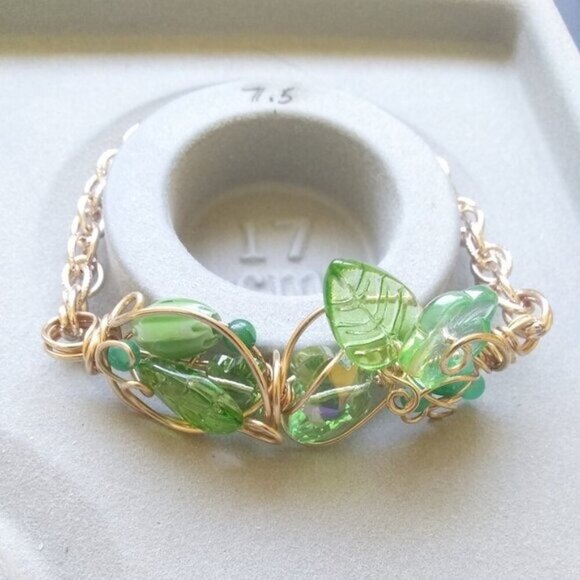 Whimsical Spring Bracelet - Green Leaves Butterflies Flowers! Uniquely Handmade - Picture 8 of 11